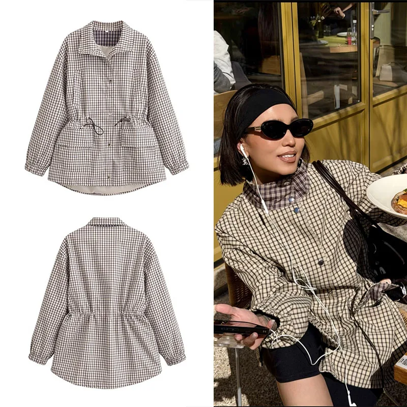 Guobioziy Women's Plaid Jacket 2026 Spring-Autumn Euro-American Casual Daily Fashion Trendy Street Retro Classic Old Money Style