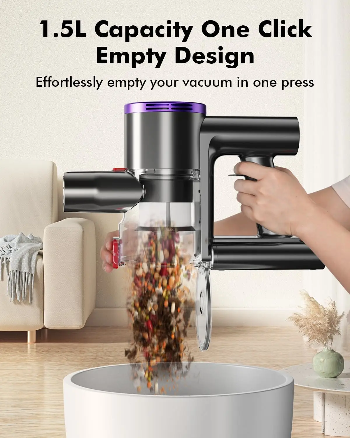 مكنسة كهربائية لاسلكية، مكانس كهربائية بقوة 25 كيلو باسكال للمنزل، مكنسة كهربائية مع فرشاة مضادة للتشابك، وقت تشغيل 40 دقيقة، خفيفة الوزن، متعددة الاستخدامات #5