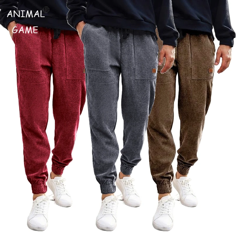 

Повседневные спортивные штаны с изображением животных, мужские мешковатые брюки, вельветовые брюки Harlen, рабочие брюки-карго с завязками, тактическая рабочая одежда, верхняя одежда