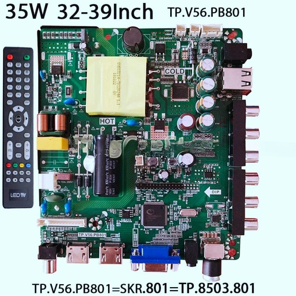 TP. V56. PB801 / SKR. 801 TV LCD 3in1 Driver Board Universal  Screen Controller Board compatible V56. PB726 with remote