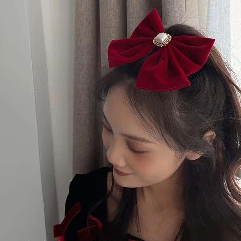 Big Bow Hairpins Large Bow Retro Solid Color High Quatity Hair Grips Bow Women Sweet Girl Ladies Fashion Hair Accessories Hot