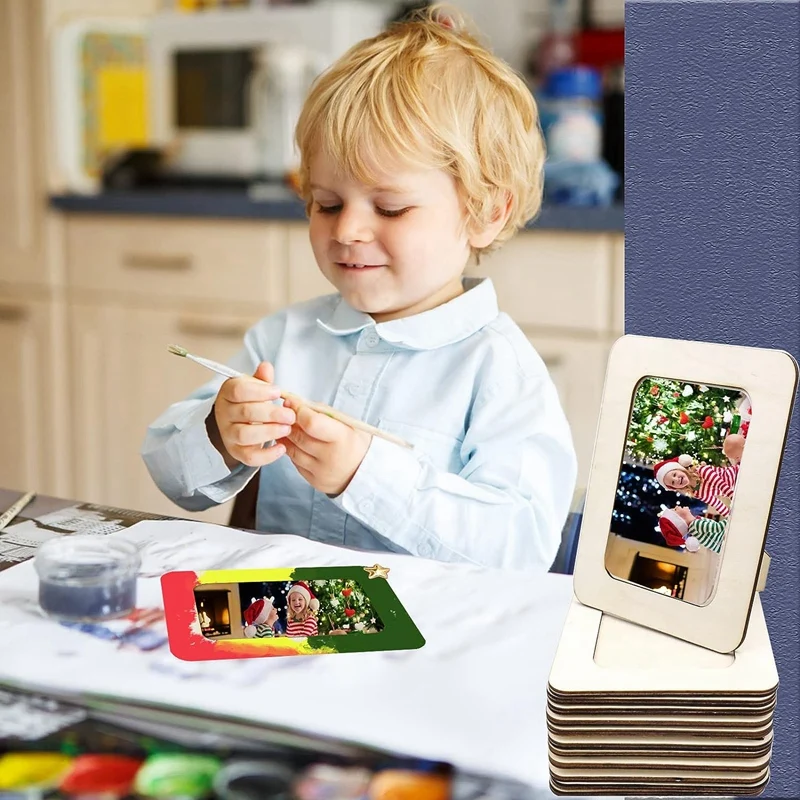 12 Pieces DIY Wood Picture Frames Unfinished Solid Wood Photo Picture Frames for 4 X 6 in Photos, Standing Photo Frames-A79M