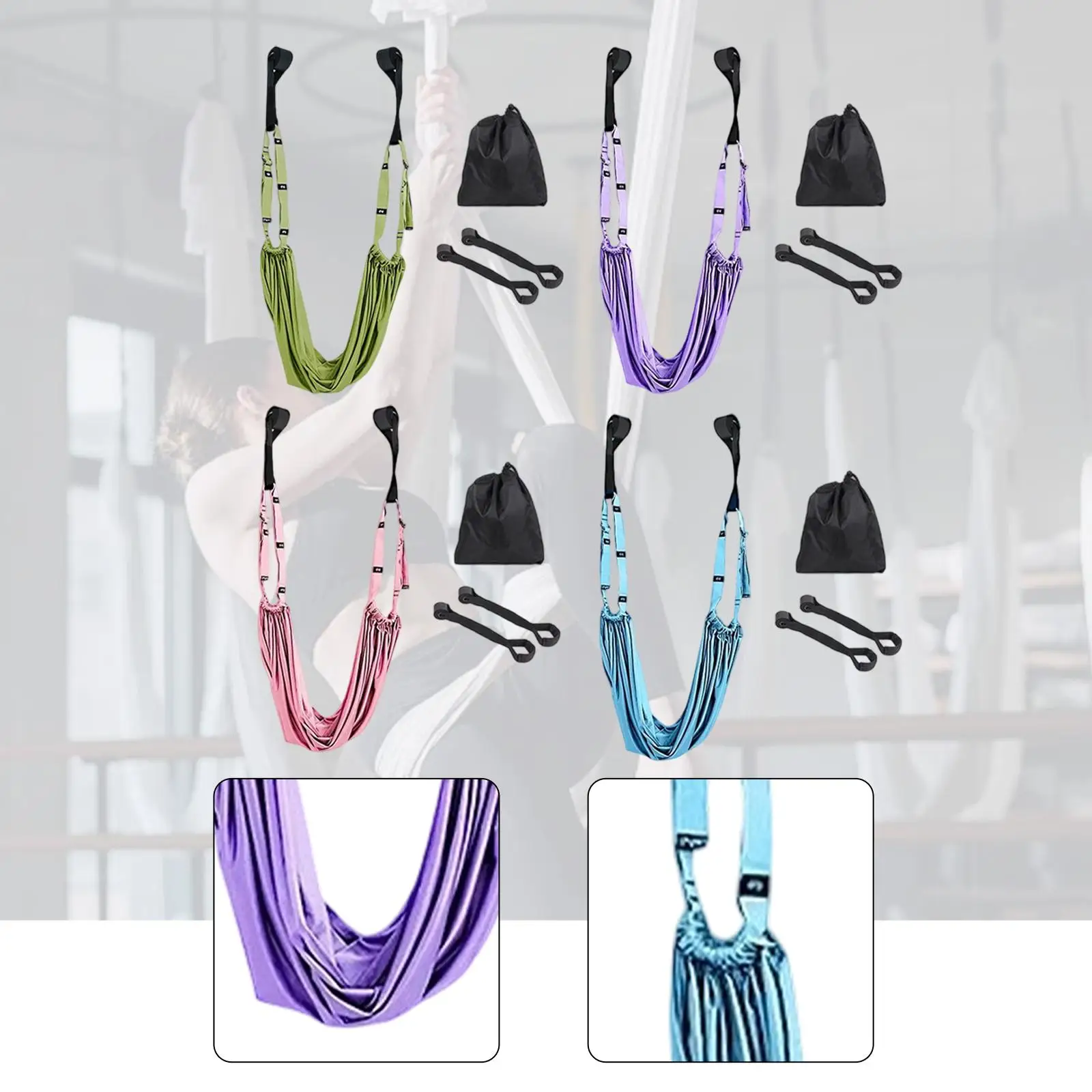 حزام نقالة الساق مع مرساة الباب، حزام مطاطي لليوجا، معدات تمدد حبل اليوغا للتشجيع والبيلاتيس