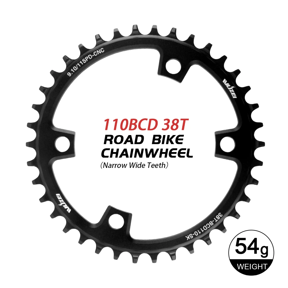 WUZEI Rennrad-Kettenblatt 110 BCD 36/38/40/42/44/46/48/50/52/54/56/58T schmales breites Sterne-Kettenrad 4 Schrauben für Shimano R7000 4700