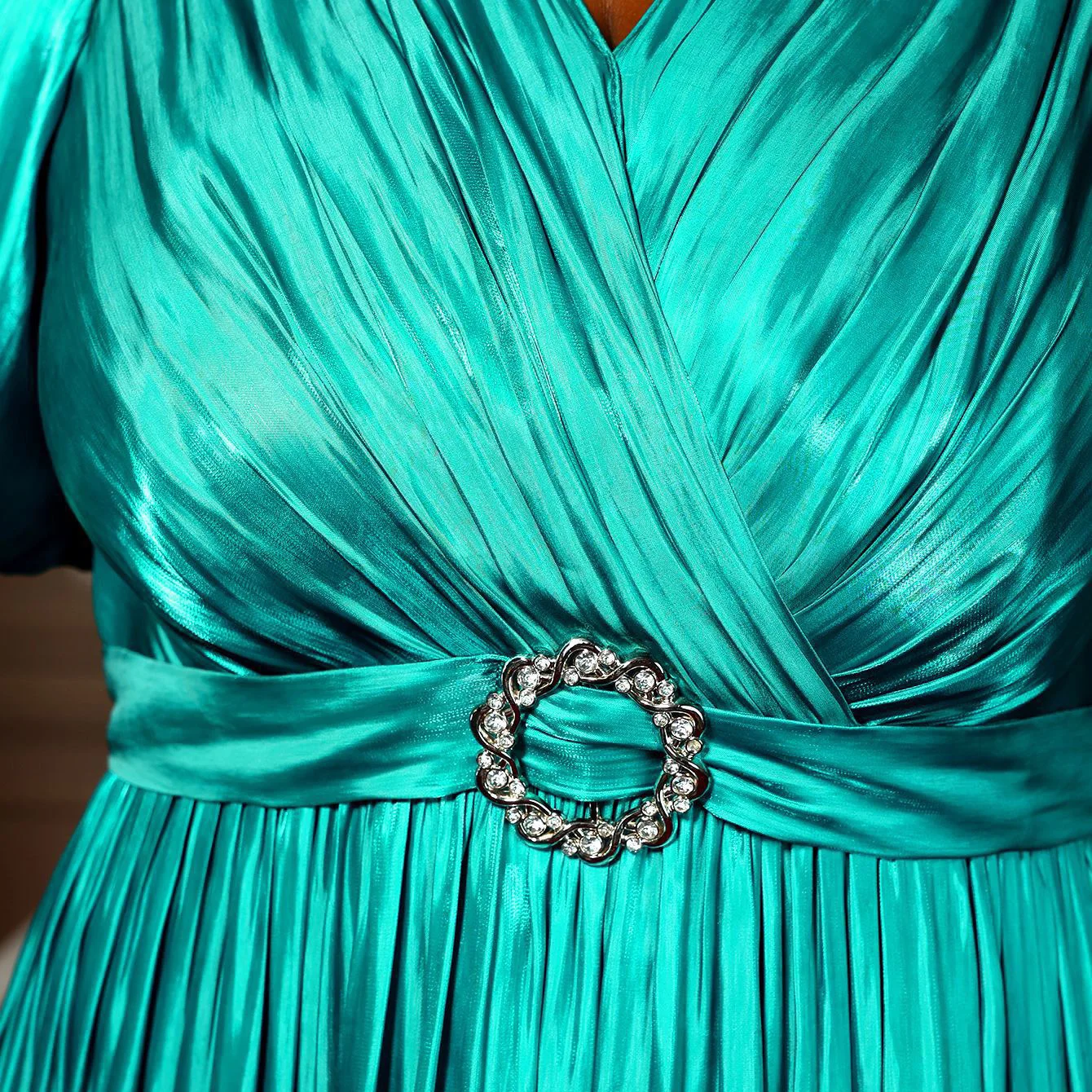 Luxury Vintage Dresses for Woman V Neck Short Sleeve Belt Waisted Pleated Ankle Length Elegant Ladies Birthday Party Dinner Robe