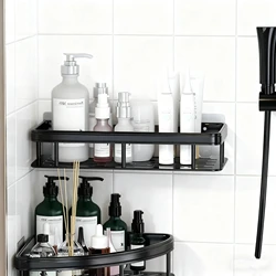 1PC No Drill Wall Mount Bathroom Storage Shelf Corner Shower Rack Organizer with Adhesive