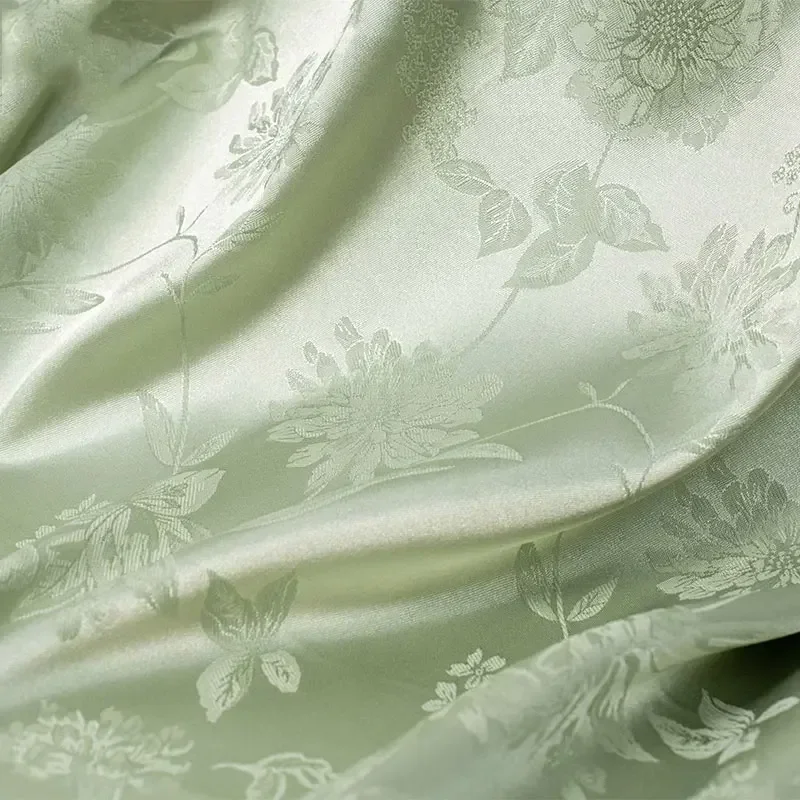 Soft Flower Branch Pattern Jacquard Fabric for Clothes Dress Skirt Cheongsam DIY Sewing Vintage Textile Acetic Acid Satin Fabric
