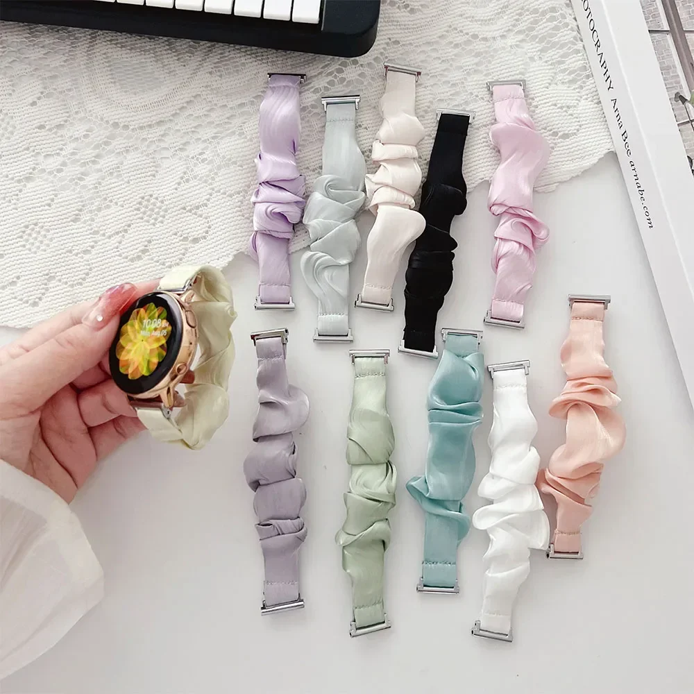 18mm 20mm 22mm Scrunchie Elastic Loop Strap for Huawei Watch GT4 41mm 46mm GT3/2 Women Band for Samsung Galaxy 4/5/6 40mm 44mm