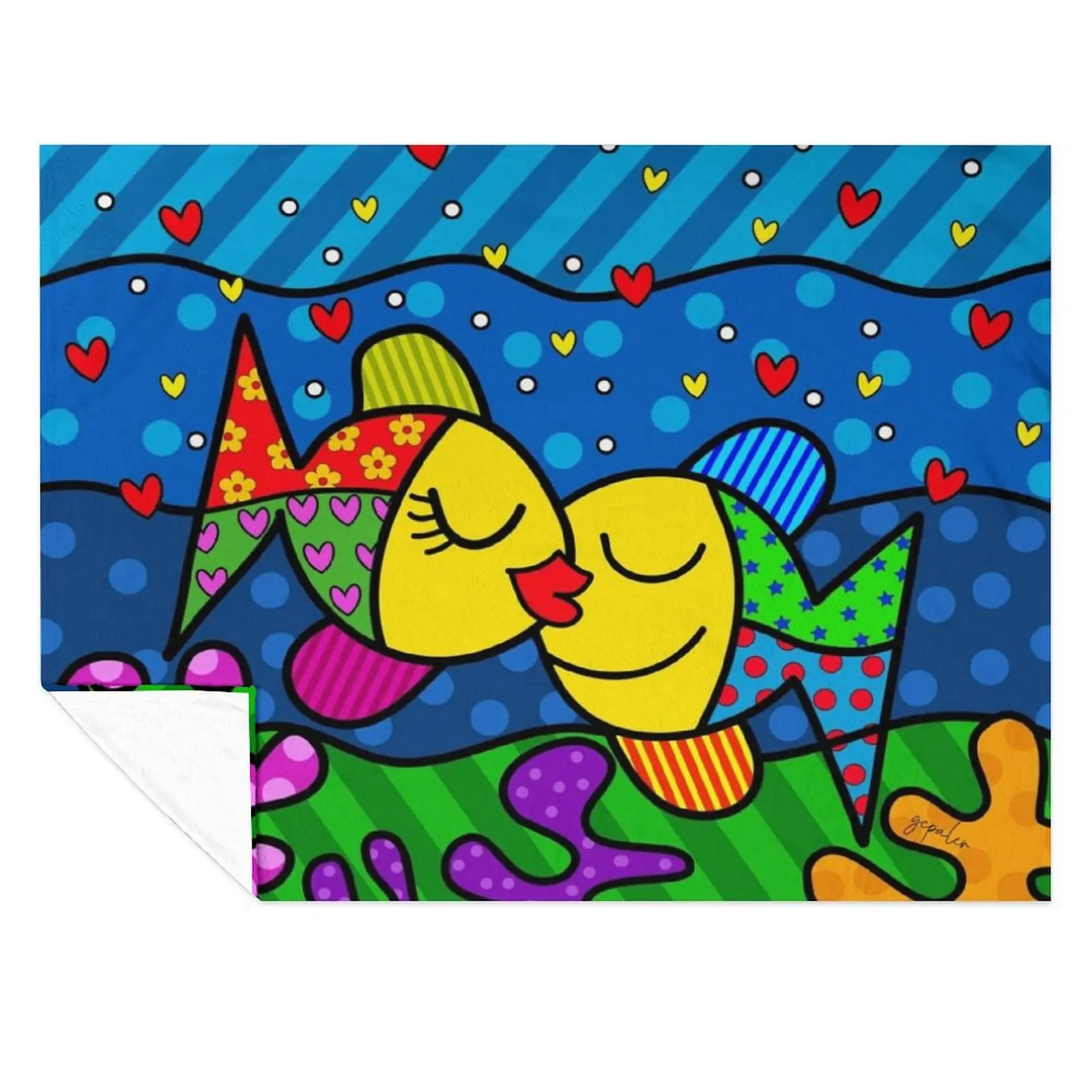 

Kissing Fish Pop-art Throw Blanket Decorative Sofas Decorative Beds Soft Blankets
