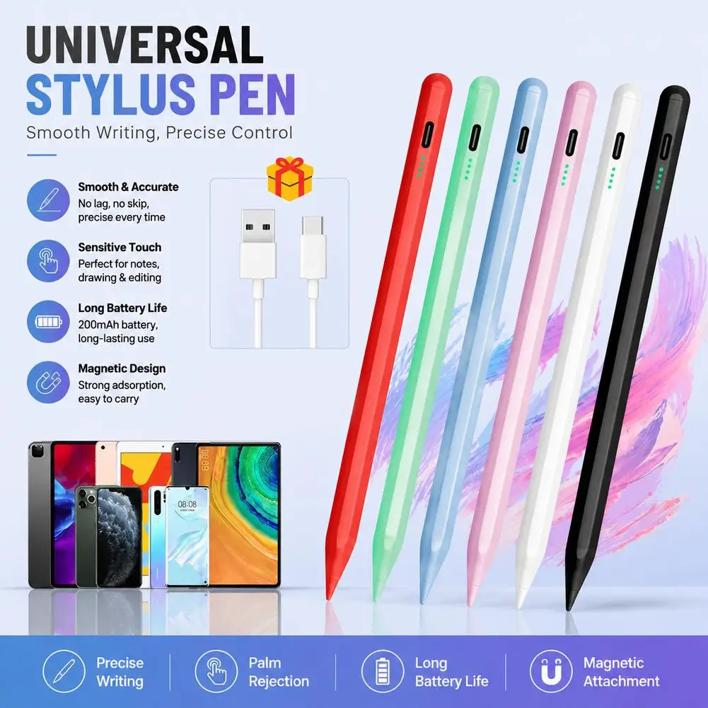 1pc Universal Stylus Pen For Android IOS Capacitive Screen Touch Pen For Huawei Xiaomi Samsung Tablet For iPad Apple Pencil