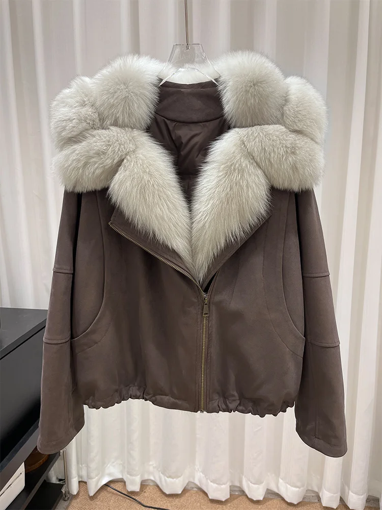 2025 Autumn Winter Goose Down Jacket Natrual Fox Fur Collar Thick Women's Warm Coat Luxury Outwear Female Coats Hot Sale