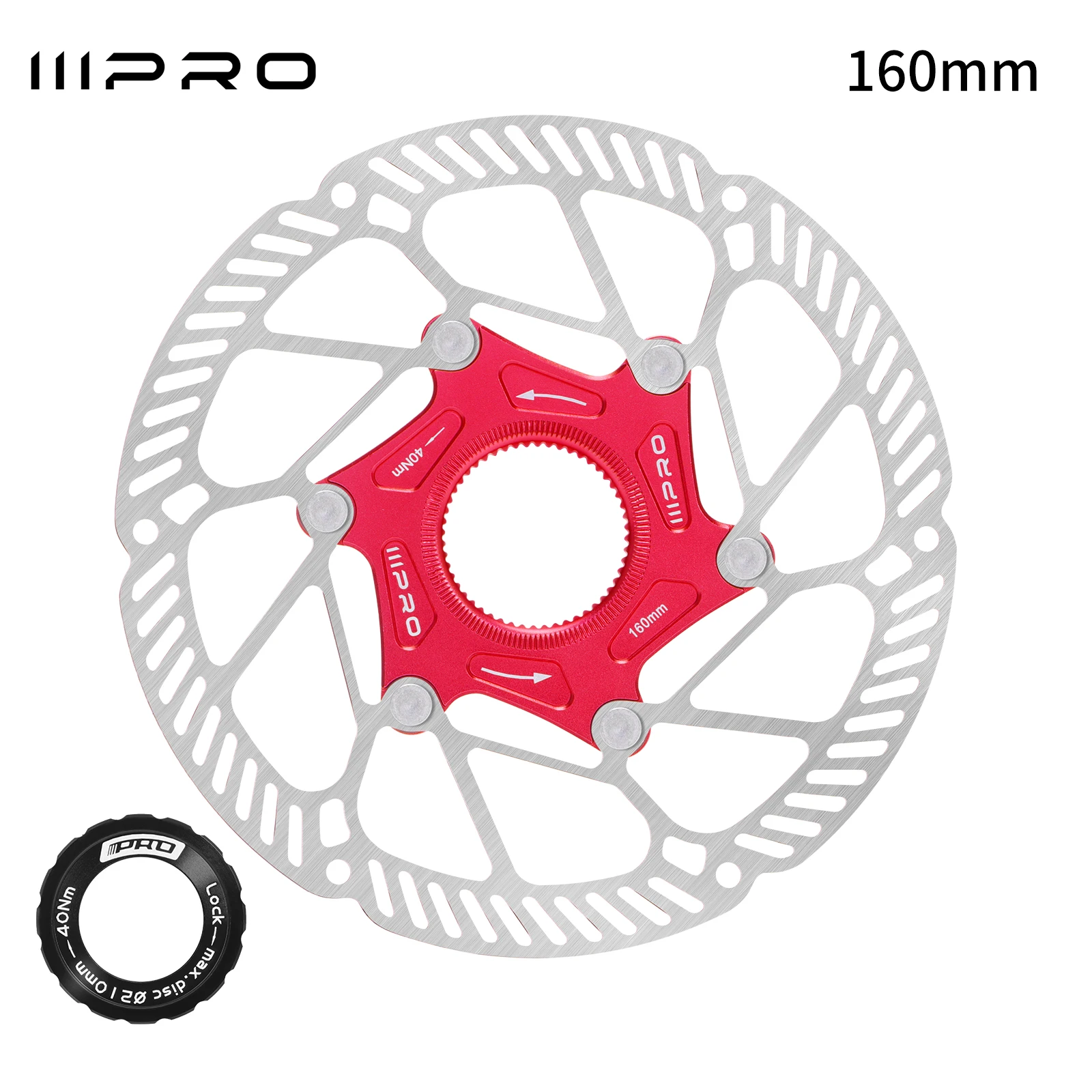 IIIPRO Ultraleichter Center-Lock-Scheibenbremsrotor für Fahrräder, erhältlich in den Größen 140/160 mm, Scheibenbremse und in verschiedenen Farben.