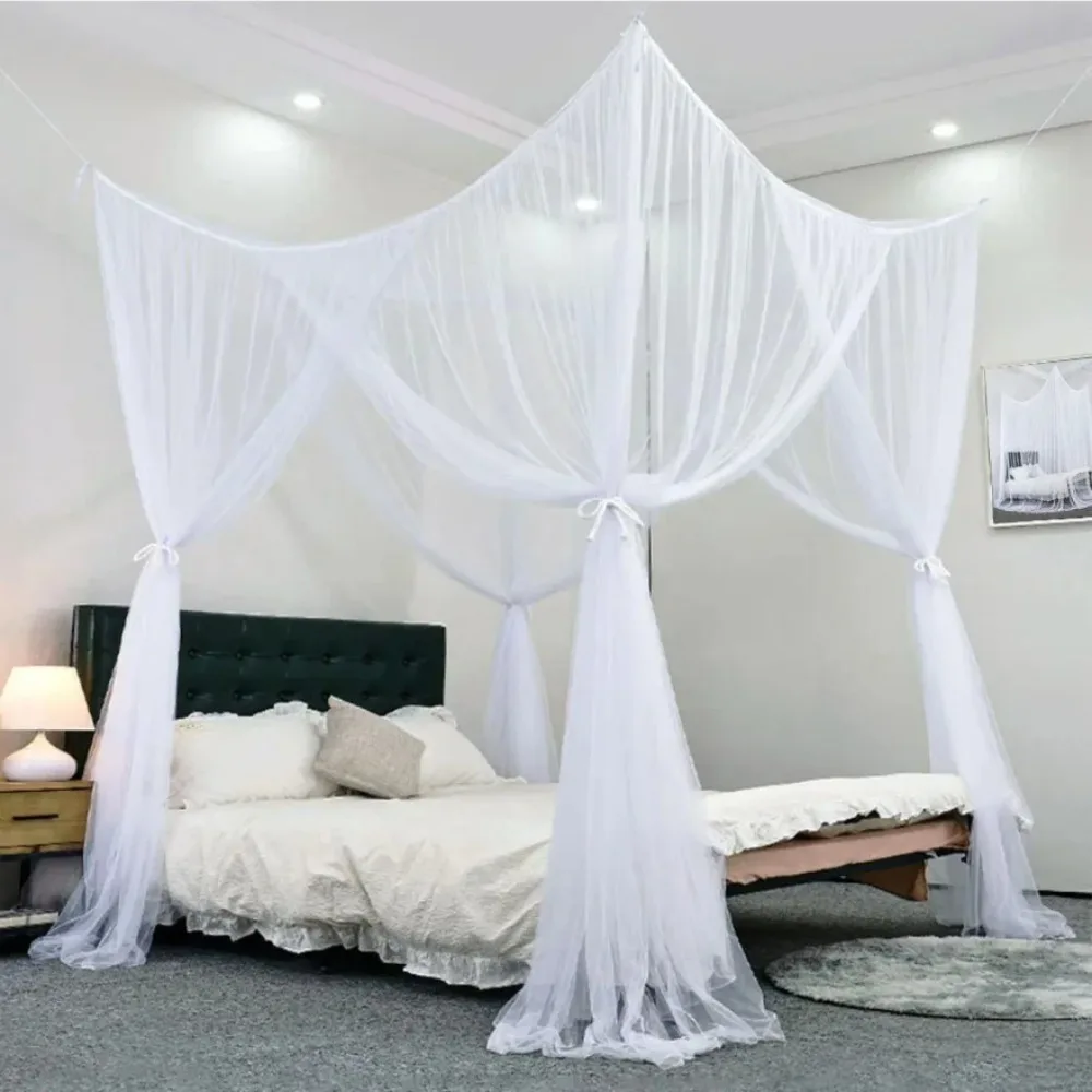 Quadrangle Mosquito Net Floor To Ceiling Bed Curtain Double Opening Mosquito Net Mosquito Proof Net Cover Fit for All Bed Sizes