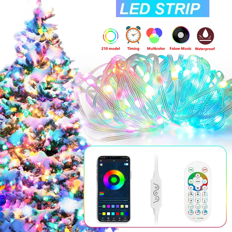 

USB Smart Bluetooth LED Strip Light Christmas Tree 5M/10M/15M/20M App Control New Year Fairy Christmas Lights Decoration Garland