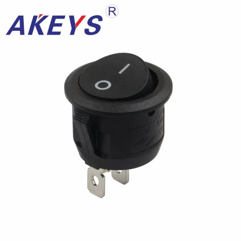 10PCS KCD1-201-2P 2pins 2nd gear black round rocker switch for Water heater