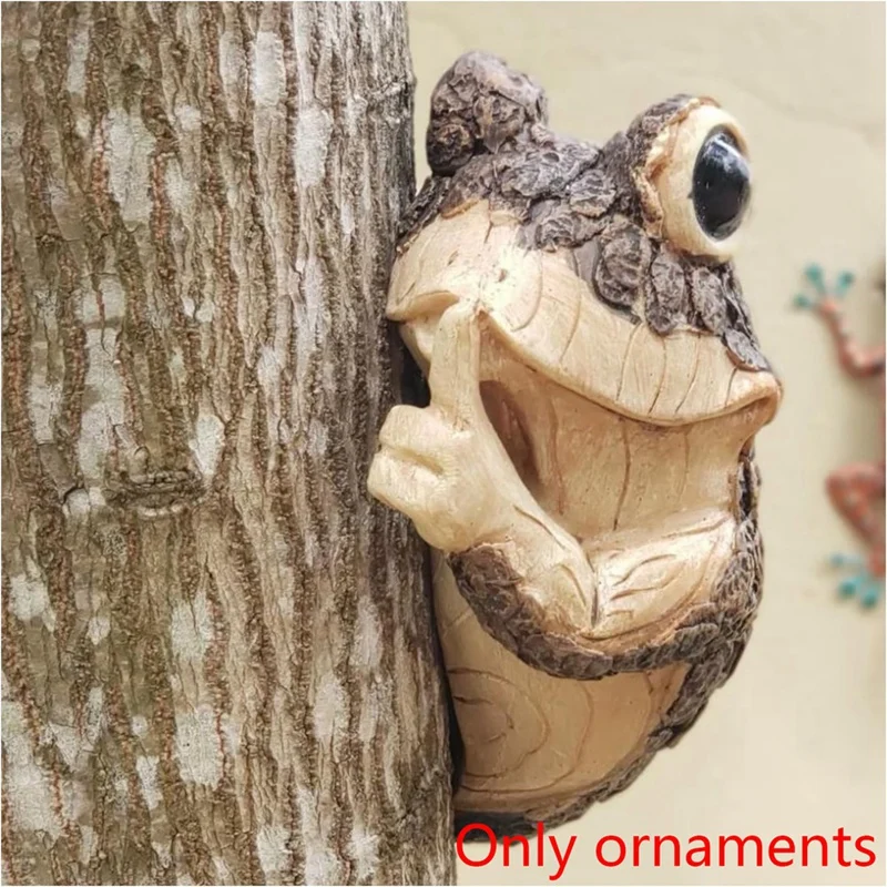 Quiet Frog Tree Peeker Garden Tree Sculptures Outdoor Tree Face Garden Tree Hugger Statue Indoor Outdoor Yard Easy To Use A