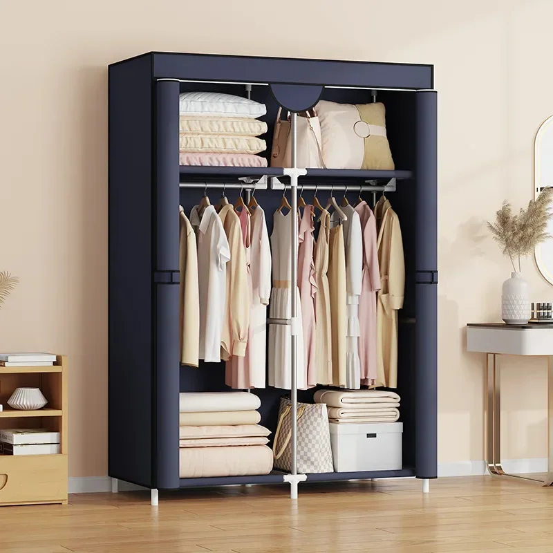 

Новая модель пылезащитного шкафа для хранения вещей, простой тканевый шкаф для спальни, полностью закрытый, для съемного жилья, прочный.