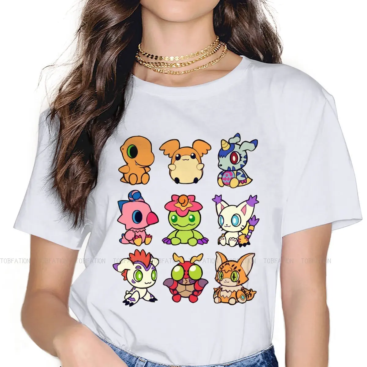 Cute Monsters Sweet Girls Women T-Shirt Digimon Adventure Digital Monster Anime 5XL Blusas Harajuku Casual Vintage Oversized Top