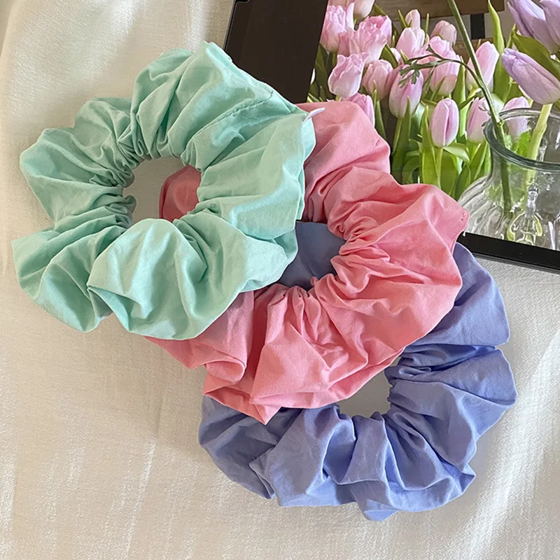 Korean Colored Pleated Scrunchie Headwear for Women Girls Fashion Simple Ponytail Elastic Hair Band Hair Accessories Wholesale