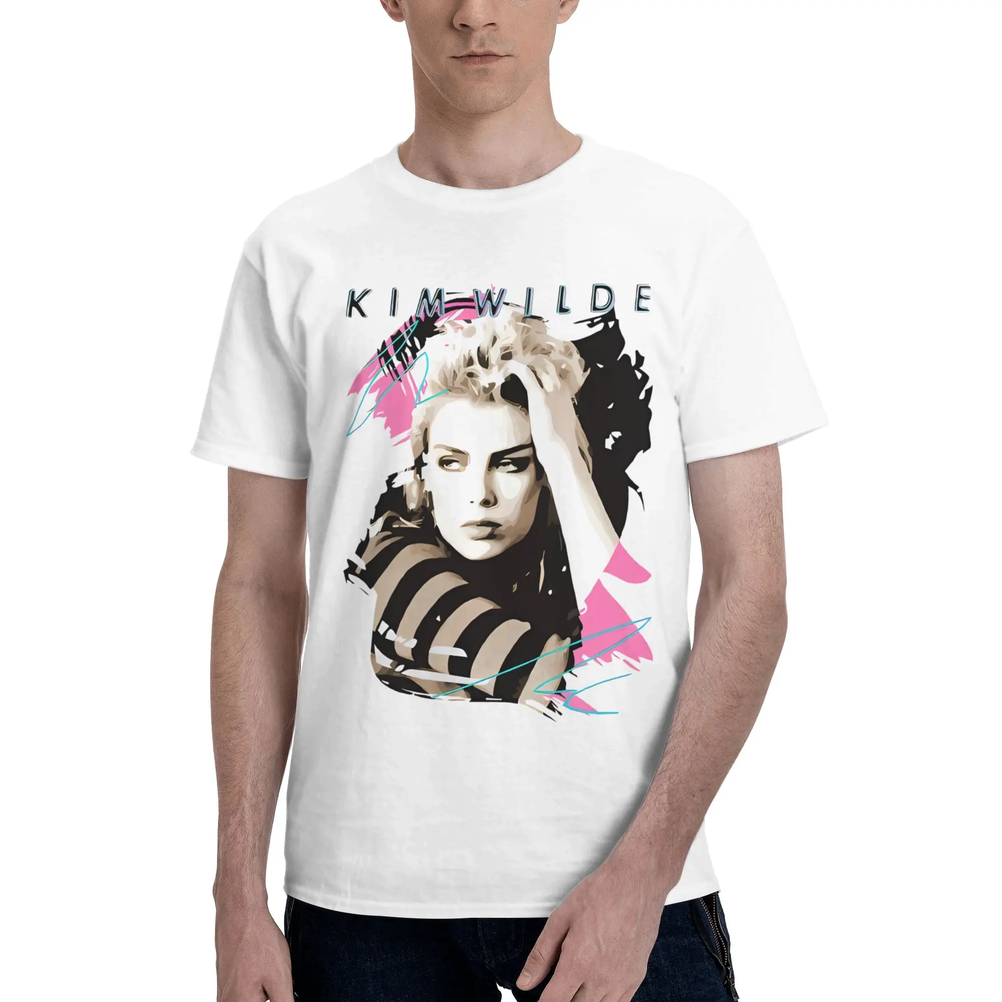 Kim Wilde 80s Retro Faded Crisp Reversible T-shirt Street Sports Men's T-shirts