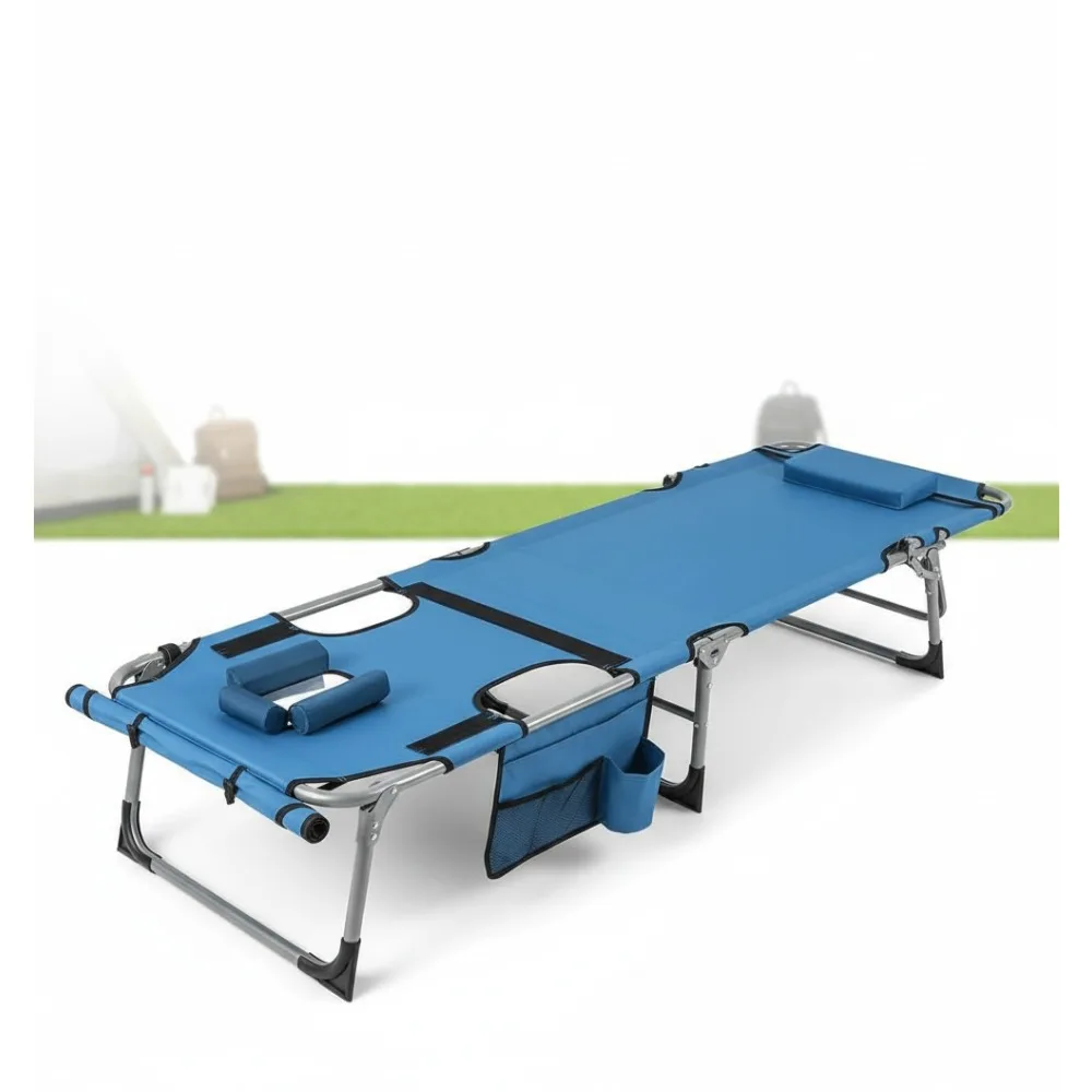 

Folding Outdoor Tanning Chair with Face & Arm Holes, 5-Position Adjustable Sunbathing Lounge for Beach Pool Lawn