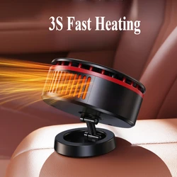 Hipacool 12V Car Heater Fast Heating Heater for Car Windshield Defrosting Defogging 360° Rotatable Warmer Interior Accessories