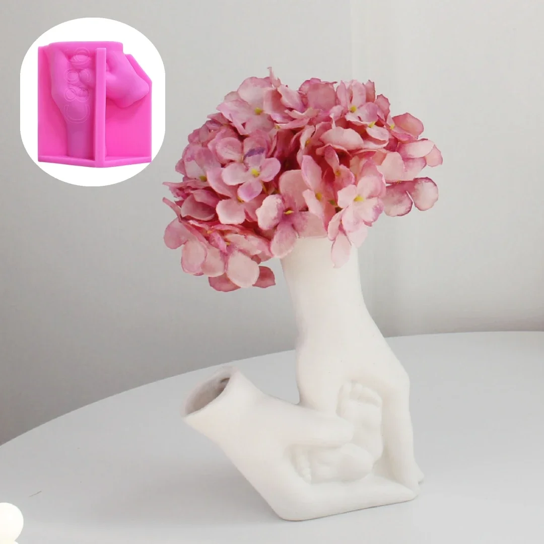 Nordic style shell shaped vase epoxy resin silicone mold leaves creative vase concrete cement mould geometric shape gypsum molds