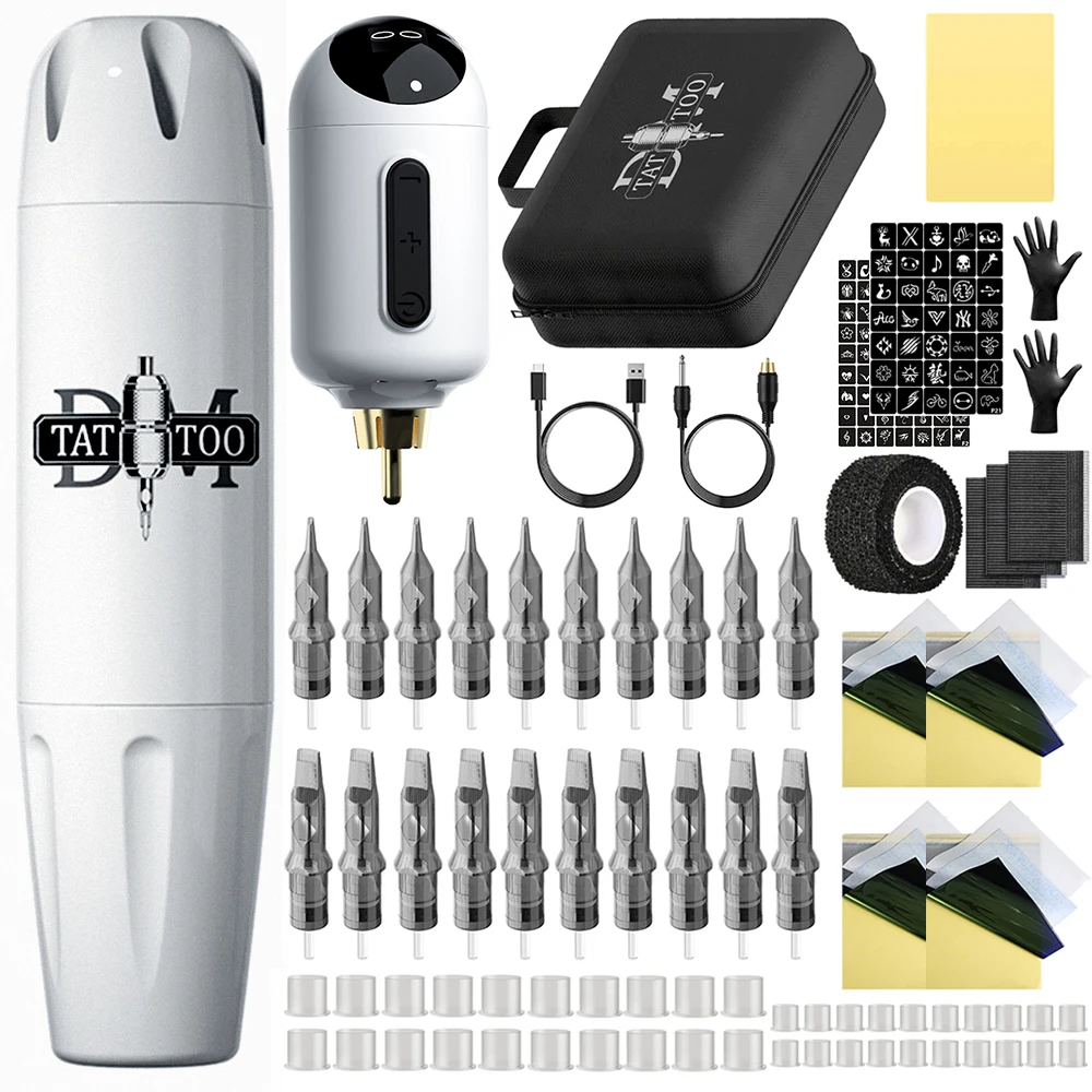 Professional Tattoo Kit Wireless Rechargeable Robot Wireless Tattoo Battery Power Set RCA Interface Rotary Tattoo Machine Kit