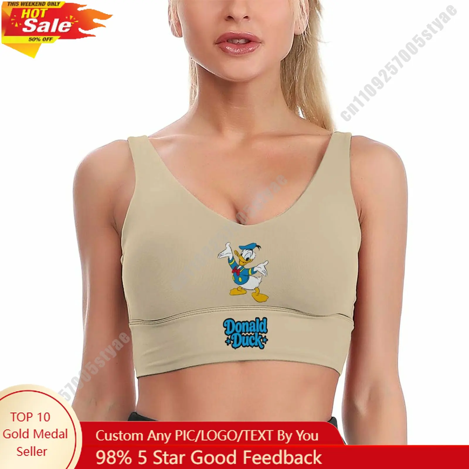 

Donald Duck Sports Bra Disney Character Custom Breathable Underwear Running Fitness Push Up Bra Fresh Fashionable Gifts