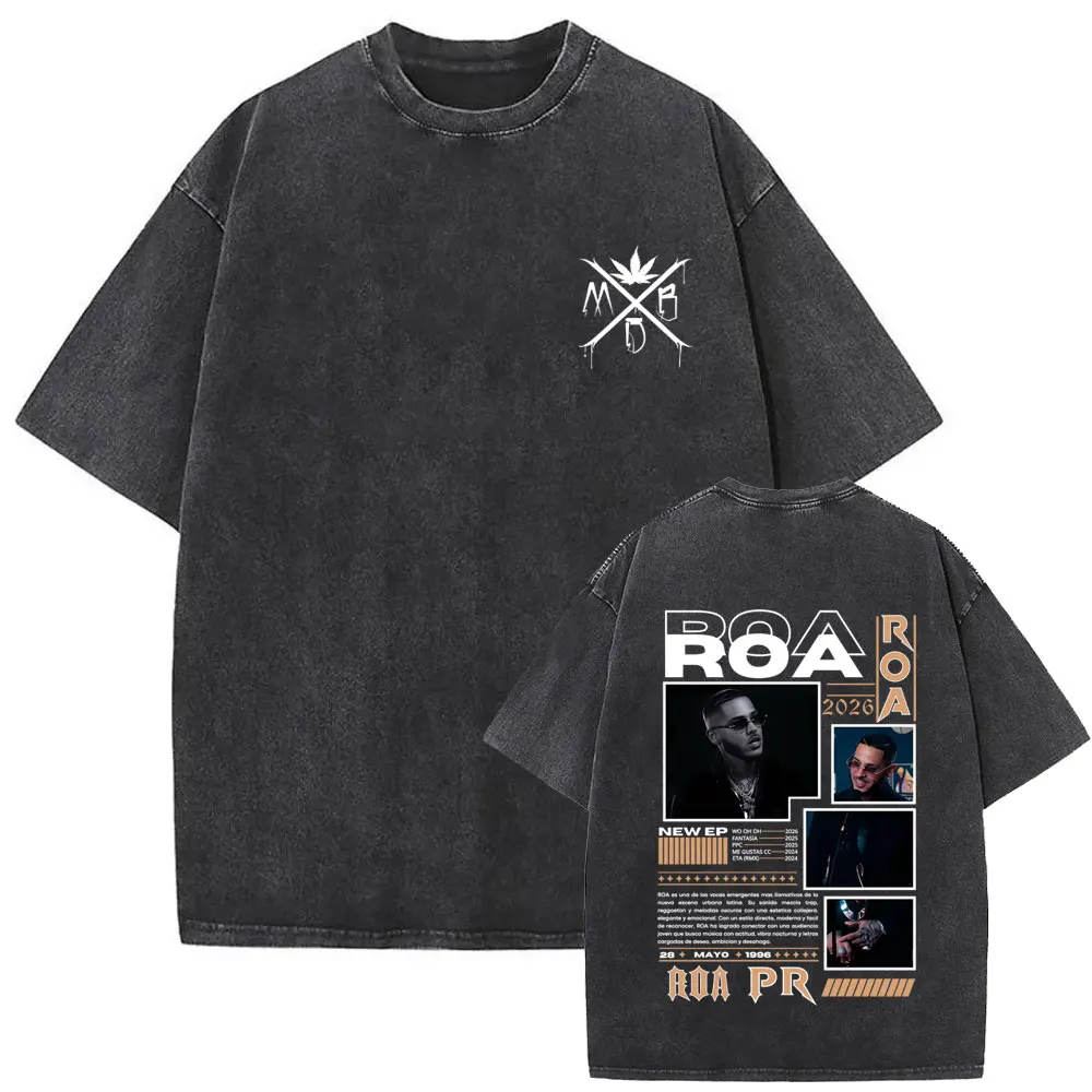 Washed Vintage Trap Rapper C.R.O MDB Merch T-shirt Hip Hop Fashion Pop Music T Shirts Men's Casual