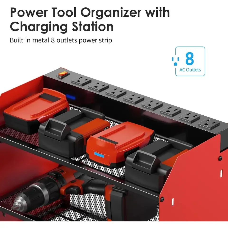 Power Tool Manager Wall Mounted Garage Storage Rack with Hook Screwdriver Drill Bit Power Tool Storage Rack