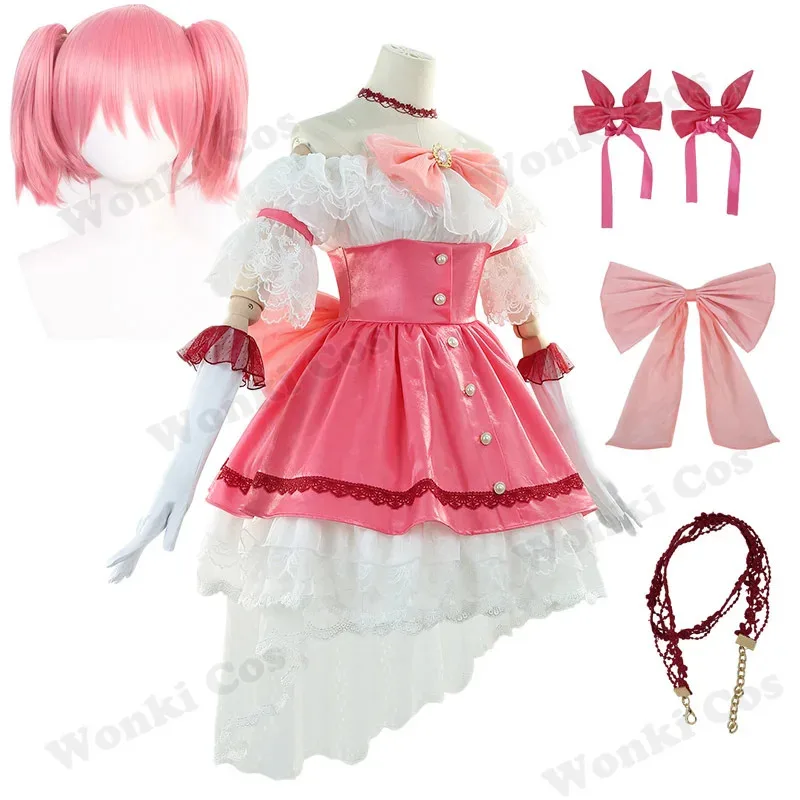 

Movie Walpurgis Night Madoka Cosplay Costume Pink Wig Hair Women Party Lolita Dress Kaname Madoka Cosplay Full Set