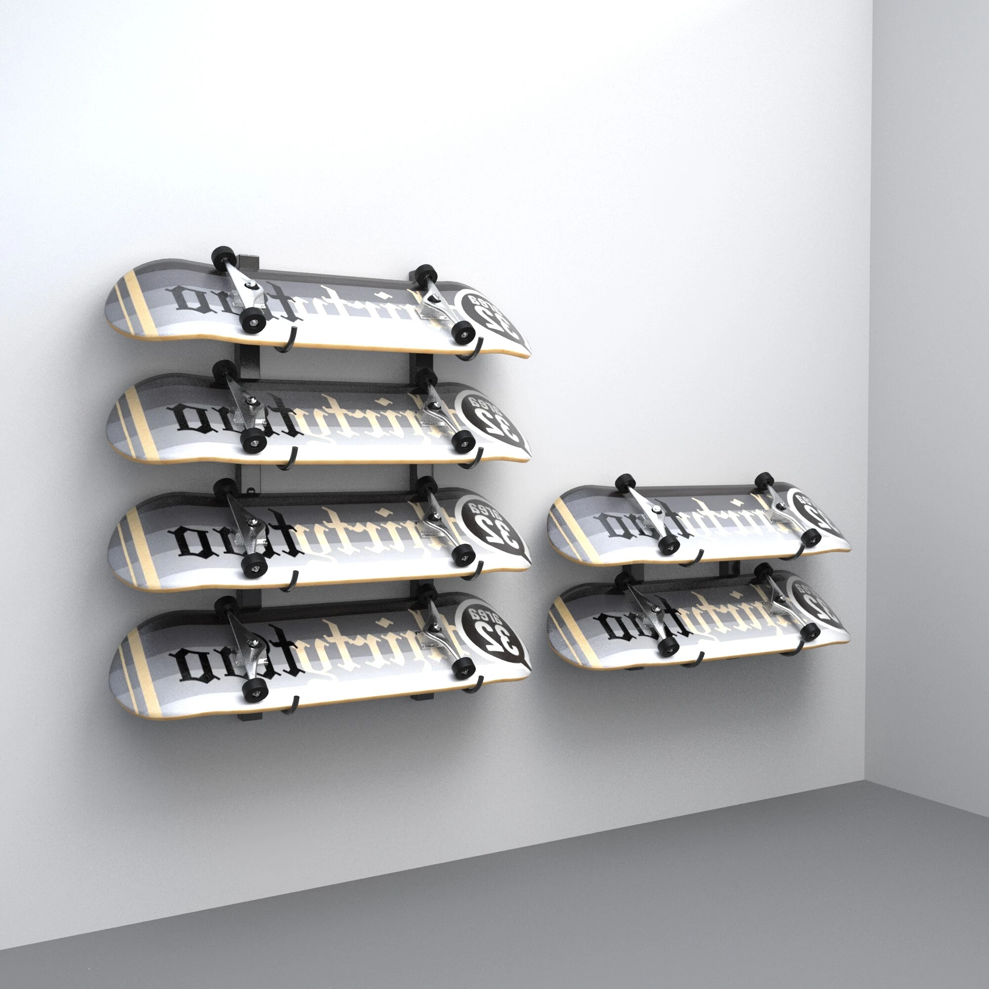 Custom Board Storage Rack, Wall Mount Holder for Single & Double Snowboard, Skateboard, Longboard, Surfboard Display Organizer