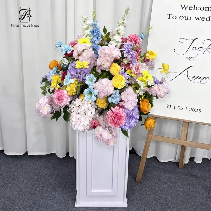 Luxurious Rayon Hydrangea Rose Floral Arrangement for Wedding Party Hotel Decoration Artificial Flower Bouquet Home Decor