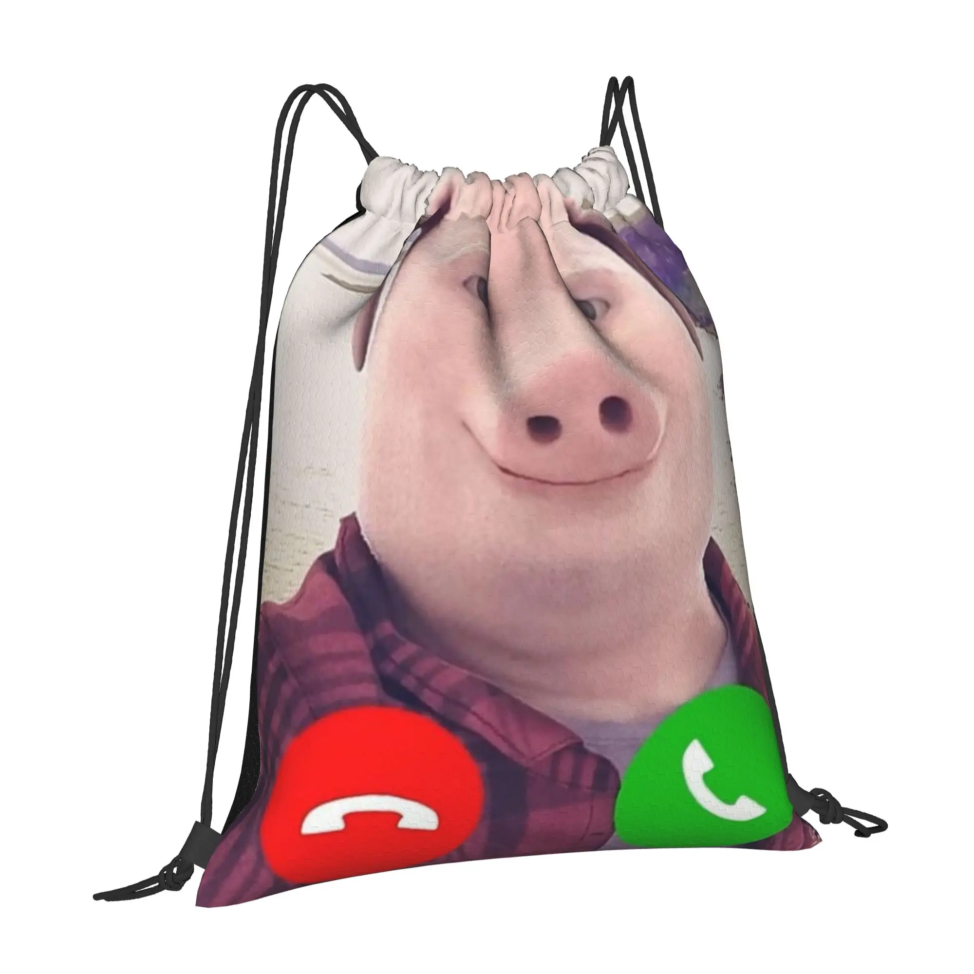 john pork is calling 8 John Pork Portable Travel Drawstring Backpack Riding Backpack Gym Clothes Drawstring Bags