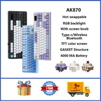 AJAZZ ak870 Wireless Mechanical Keyboard GASKET Structure RGB Hot swappable Custom Keyboard With Screen Knob