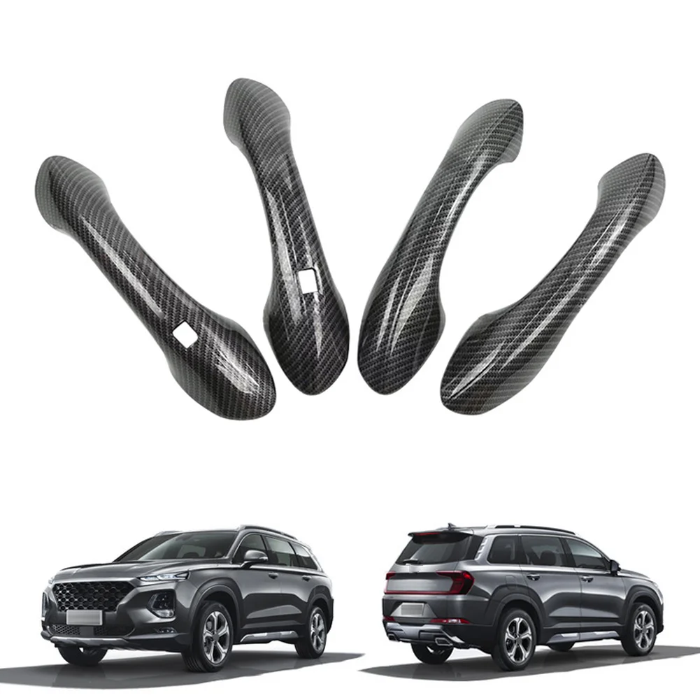 

4pcs/set For Hyundai Santa Fe For TM 2019 2020 2021 2022 Car Door Handle Cover Trim Carbon Fiber ABS Plastic Accessories