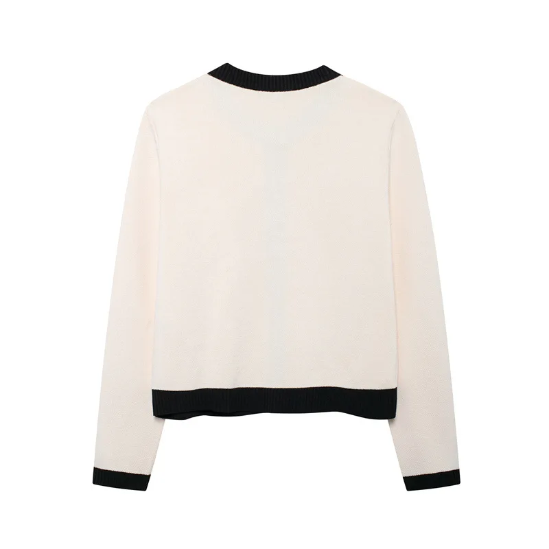 Women's Clothing Long Sleeve Knitted Cardigan High-end Coat Golden Buttoned O-neck New Autumn Casual Sweater Jackets Female XQ75