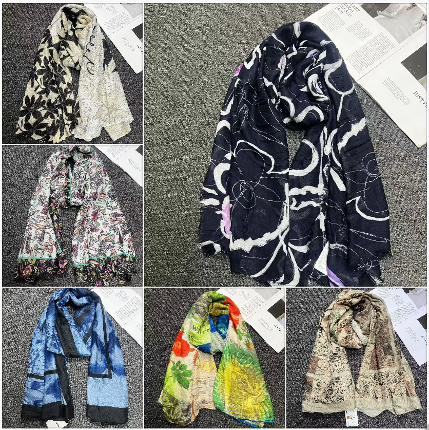 Foreign Trade Original Order: Spanish Fashion Brand Knitted Embroidery Printed Beach Sunshade Fashion Leisure Women's Scarf