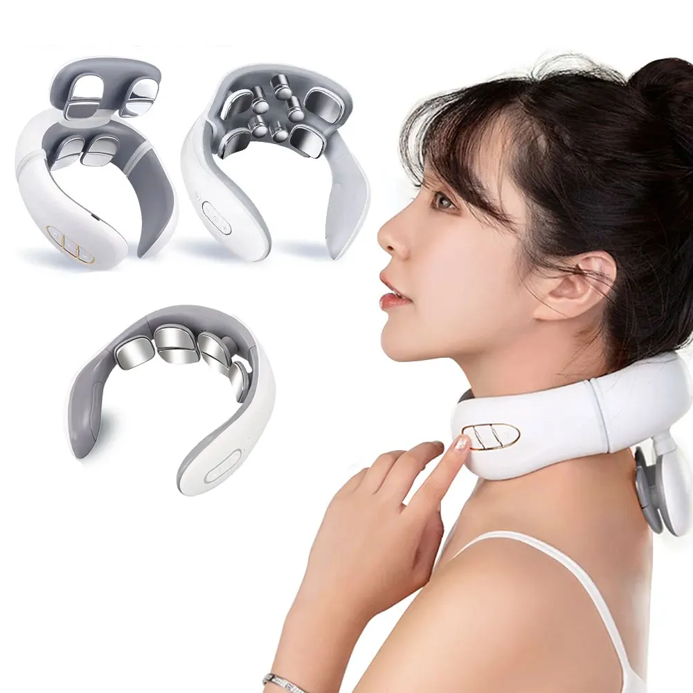 Smart Pules Neck Massage Intelligent Electric Rechargeable Heating Hot Pressing Magnetic Tens  Pulse Neck Massage Instrument