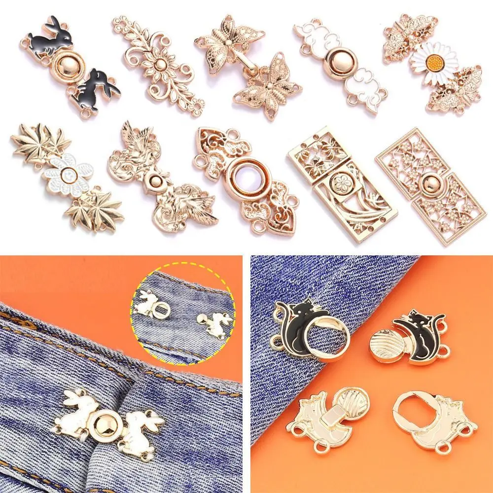 

Clothing Accessories Waist Closing Button Jeans Ornaments Metal Pins Tighten Waist Button Adjustable Removable Waist Clip Women