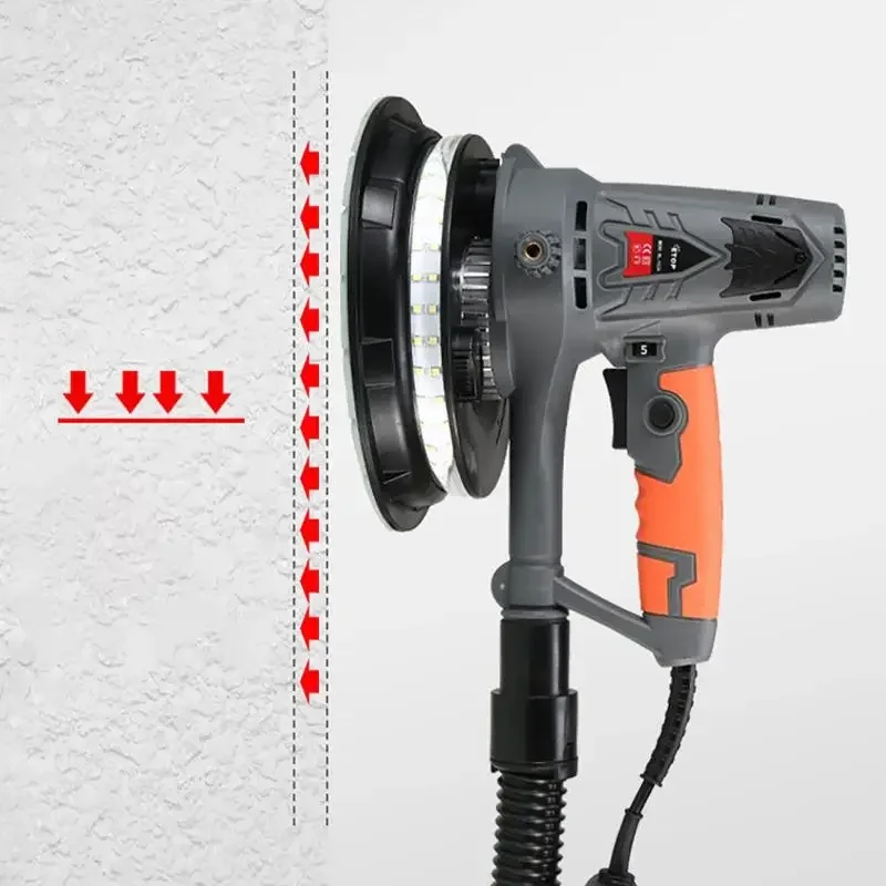 220V 1250W Handheld Self-priming Dust-free Wall Grinder Sandpaper Machine Set with Double Row LED Lamp Wall Polishing Tools