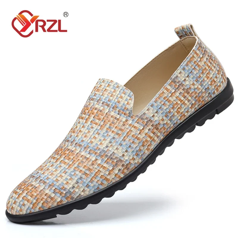 

YRZL Loafers Men Casual Shoes Brown Party Shoes Man Slip on Moccasins Flats Shoes Comfortable Size 46 Driving Loafers Men