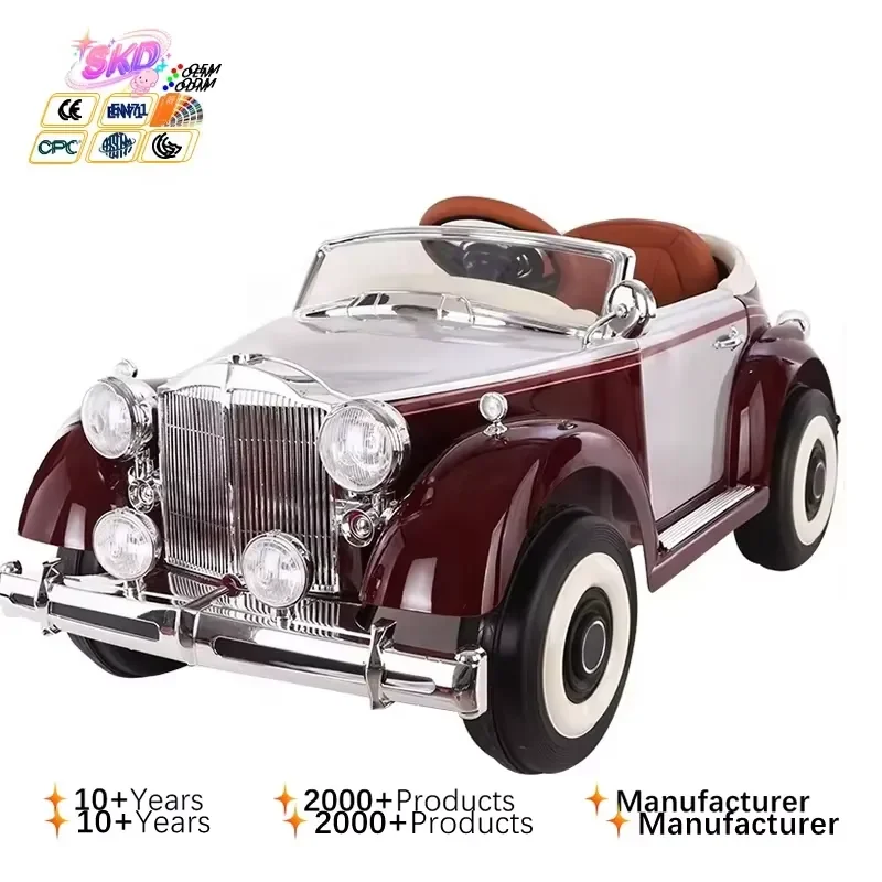 Children's Electric Vintage Car,four-wheel Drive Remote Control Toy Car for Boys and Girls, Children's Car That Can Be Seated