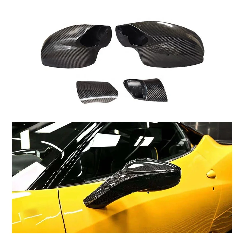 For Ferrari 458 488 F8 2 Pcs Replacement Dry Carbon Fiber Rear View Side Mirror Cover Trim Auto Car Styling Accessories