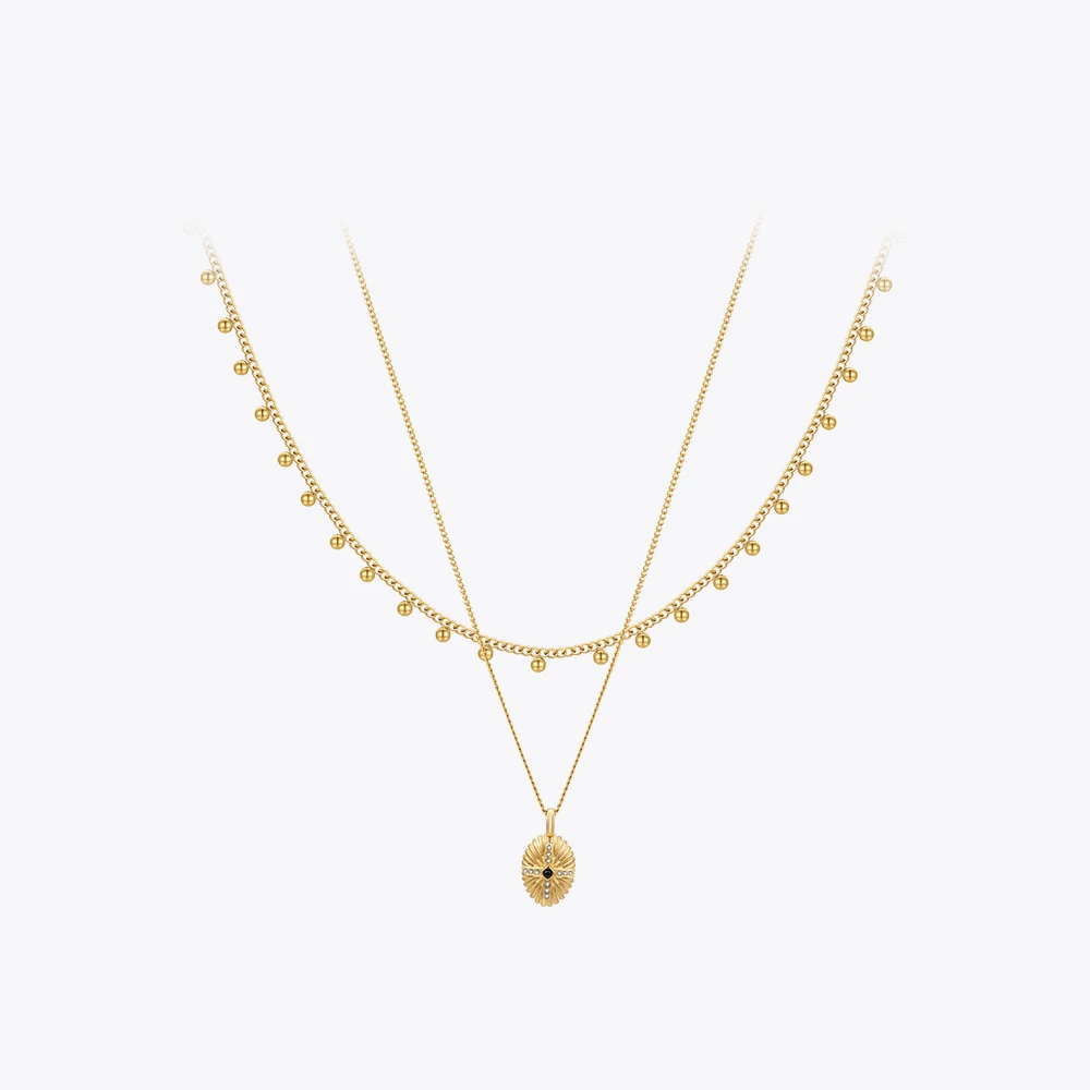 ENFASHION Pendant Cross Necklace With Beads For Women Gold Color Necklaces Trendy Simple Fashion Jewelry Dainty Dropship P233379