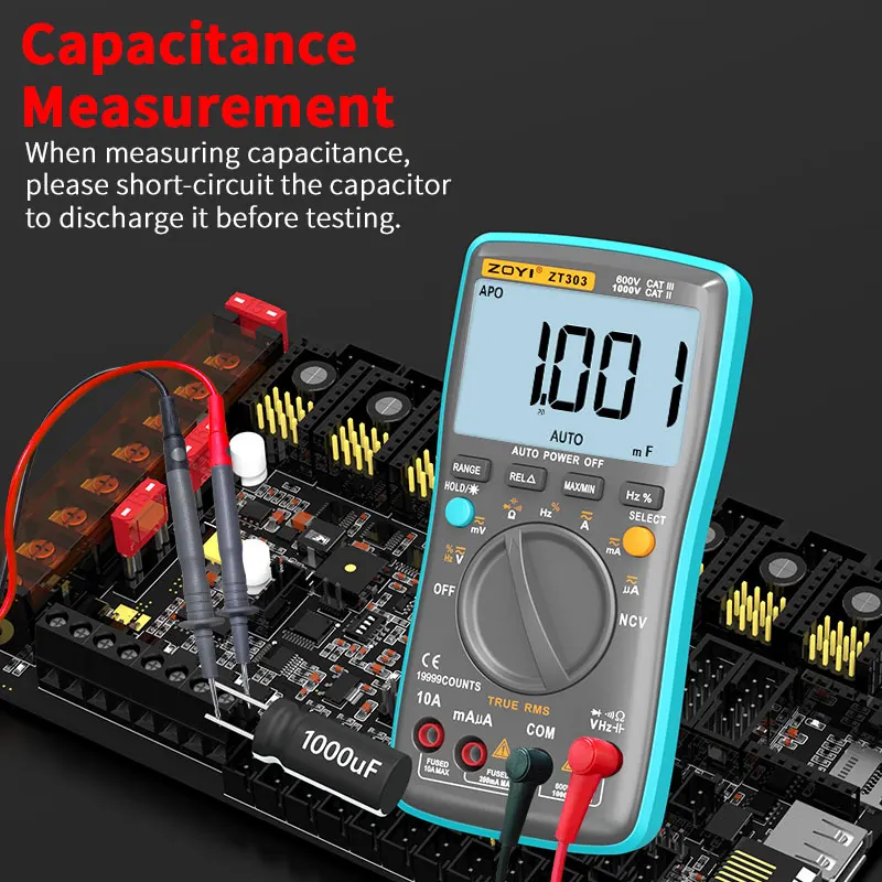 ZOYI ZT303 High Precision Digital Multimeter 19999 Counts True RMS Multifunction AC/DC Voltage Temperature Capacitance Tester view 3