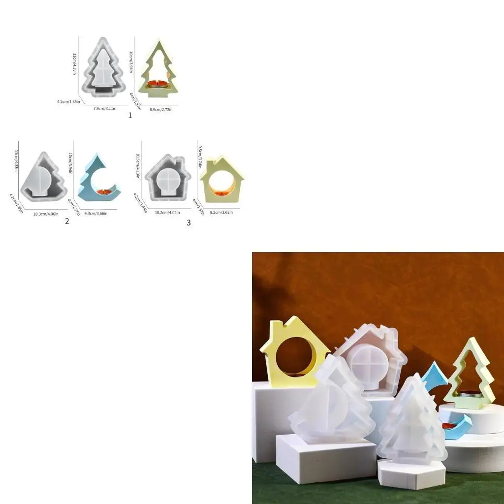 195C Handmade Candlestick Silicone Crafting Mold House/Tree Base Moulds