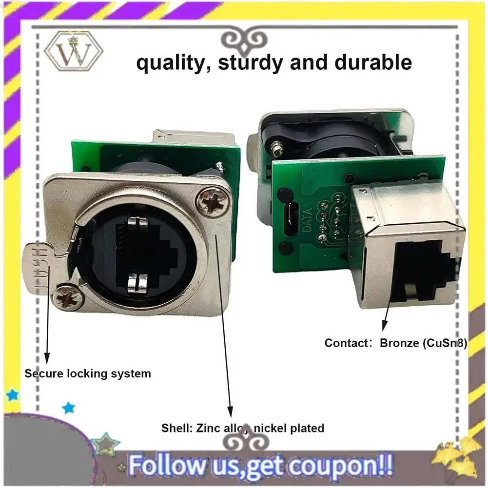 10PCS Ethercon Rj45 Chassis Socket, NE8FDP Ethercon Pass Through Connector, D Series Cat5 RJ45 Panel-Mount Socket Highly Recomme