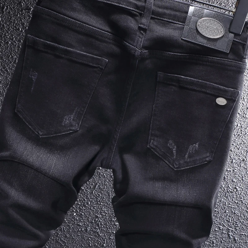 Y2K high-quality fashion new men's jeans stretch repair black jeans designer retro high-quality jeans hombre